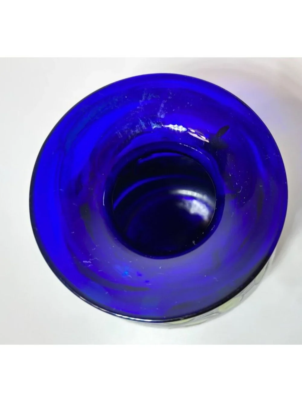 Iridescent Blue Art Studio Glass Vase Signed by Artist Rick Hunter Cobalt Blue G